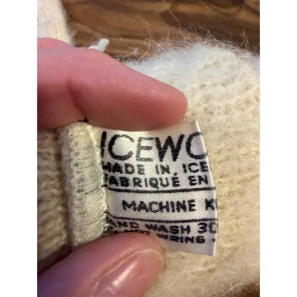 Vintage ICEWOOL Norway Wool Blend Mittens Cream Brown Nordic Fair Isle